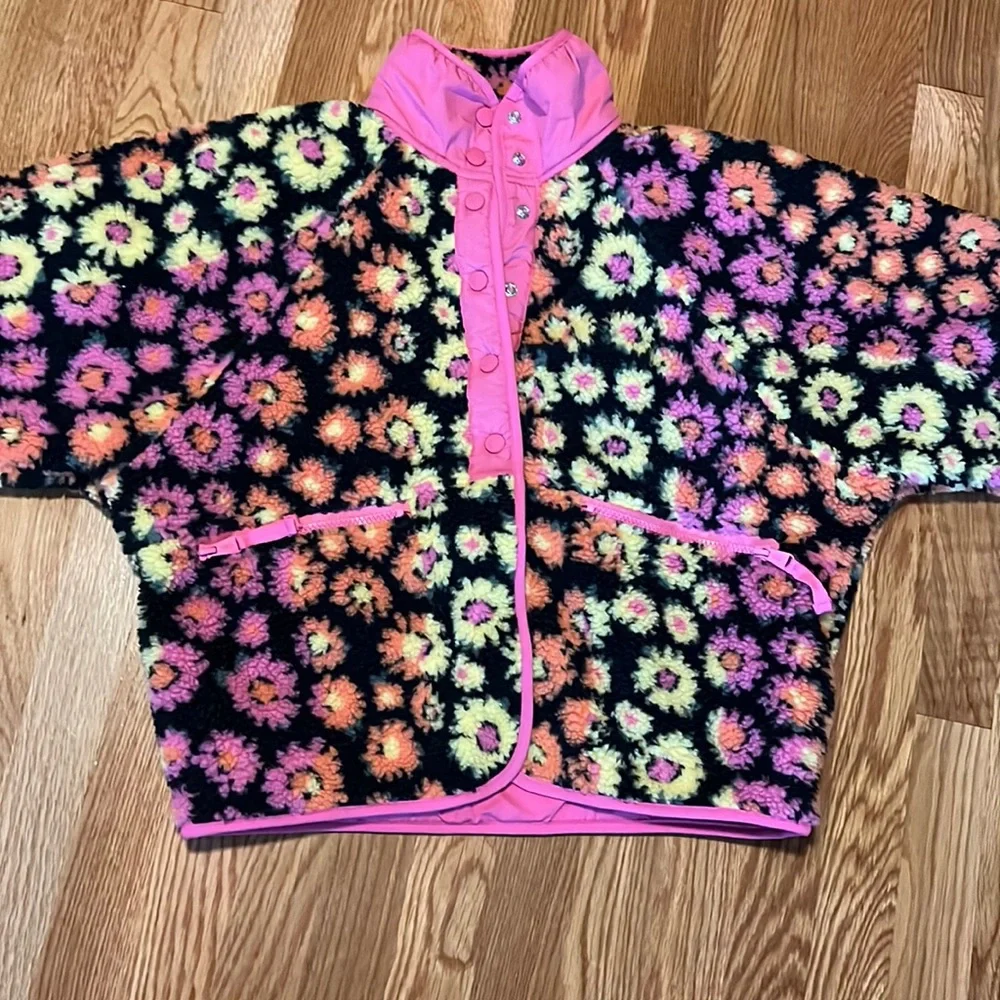 Free People Rocky Ridge Fleece Jacket Pink Daisy, size XS - Picture 8 of 14